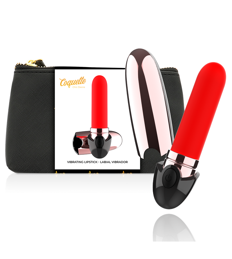 COQUETTE CHIC DESIRE - VIBRATEUR RECHARGEABLE ROUGE A LÈVRES NOIR/ OR