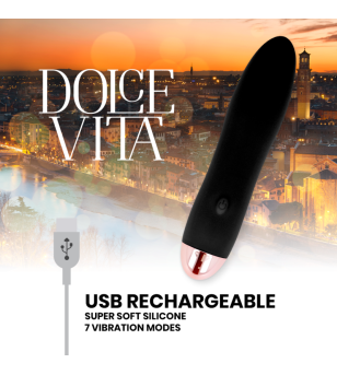 DOLCE VITA - VIBRATEUR RECHARGEABLE QUATRE NOIR 7 VITESSES