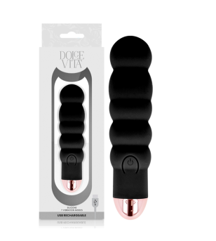 DOLCE VITA - VIBRATEUR RECHARGEABLE SIX NOIR 7 VITESSES