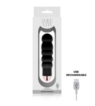 DOLCE VITA - VIBRATEUR RECHARGEABLE SIX NOIR 7 VITESSES