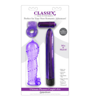 CLASSIX - KIT POUR COUPLES AVEC ANNEAU, GAINE ET BALLES VIOLES