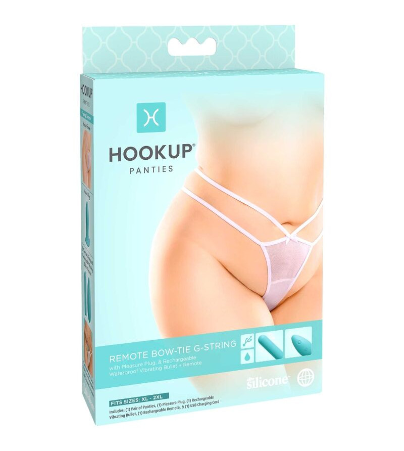 HOOK UP PANTIES - REMOTE BOW-TIE G-STRING SIZE XL/XXL