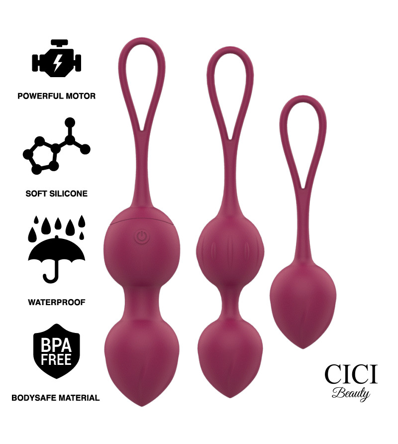 CICI BEAUTY - PREMIUM SILICONE 3 PERLES DE KEGEL VIBRANTES TÉLÉCOMMANDE