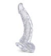 KING COCK - CLEAR PÉNIS COURBE RÉALISTE AVEC BOULES 16.5 CM TRANSPARENT