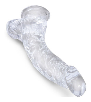 KING COCK - CLEAR PÉNIS COURBE RÉALISTE AVEC BOULES 16.5 CM TRANSPARENT