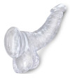 KING COCK - CLEAR PÉNIS COURBE RÉALISTE AVEC BOULES 16.5 CM TRANSPARENT