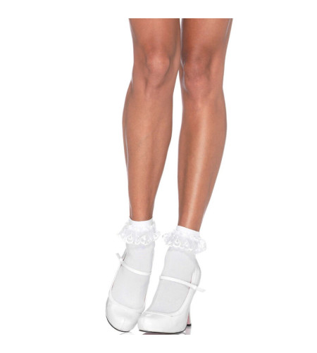 LEG AVENUE - CHAUSSETTES  VOLANTS EN DENTELLE BLANCHE