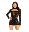 LEG AVENUE - MINI ROBE AVEC DENTELLE MANCHES LONGUES NOIR