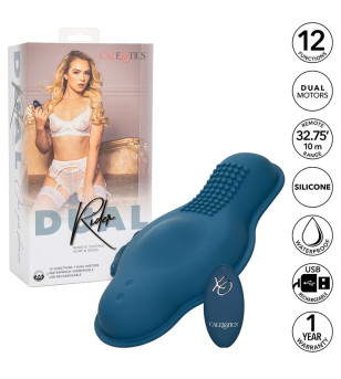 CALEXOTICS - RIDER MASSAGER DOUBLE MOTEUR TÉLÉCOMMANDE BLEU