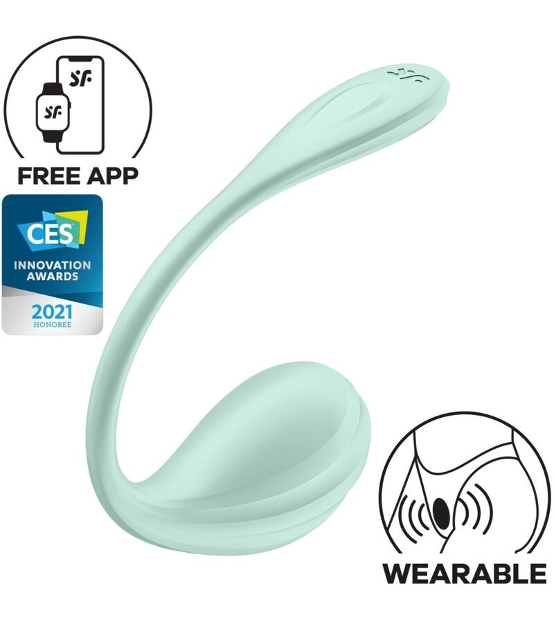 SATISFYER - APPLICATION GRATUITE STIMULATEUR DE POINT G PÉTALE LISSE VERT D'EAU