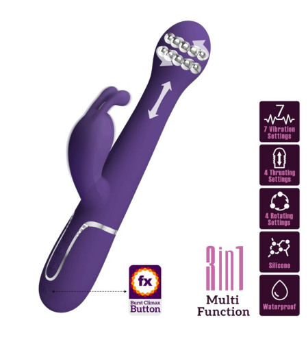 PRETTY LOVE - DEJON VIBRATEUR RABBIT 3 EN 1 MULTIFONCTION VIOLET