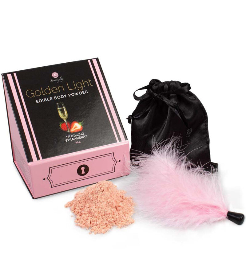 SECRETPLAY - GOLDEN LIGHT KIT POUDRE COMESTIBLE ET PLUME DE FRAISE PÉTILLANTE