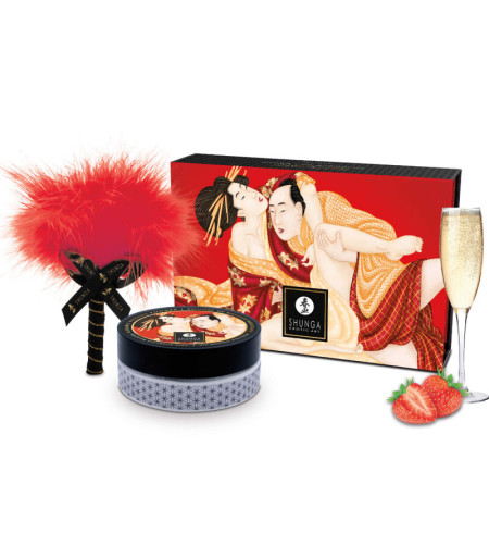 SHUNGA - KIT DE POUDRE DE MASSAGE COMESTIBLE À LA FRAISE