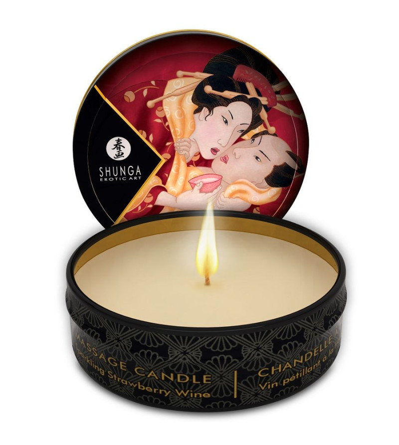 SHUNGA - MINI CARESSE AUX CHANDELLES FRAISES ET BOUGIE DE MASSAGE CAVA 30 ML