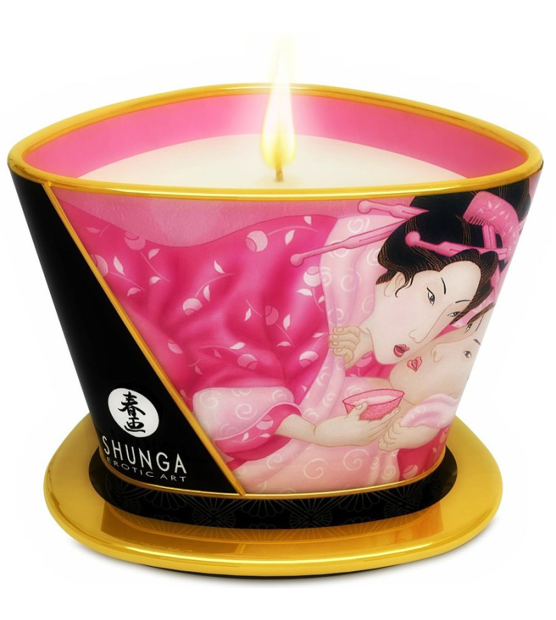 SHUNGA - MINI CARESSE À LA CHANDELLE BOUGIE DE MASSAGE ROSES APHRODISIAQUES 170 ML