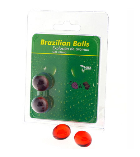 TALOKA - 2 BOULES BRÉSILIENNES GEL INTIME FRAISE  CHOCOLAT