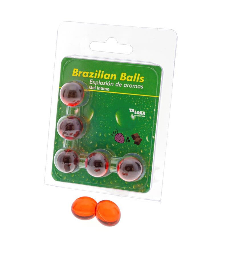 TALOKA - 5 BOULES BRÉSILIENNES GEL INTIME FRAISE  CHOCOLAT