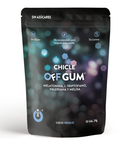 WUG GUM - OFF VALERIAN, TRYPTOPHAN, LEMON BALM AND MELATONIN 10 UNITS