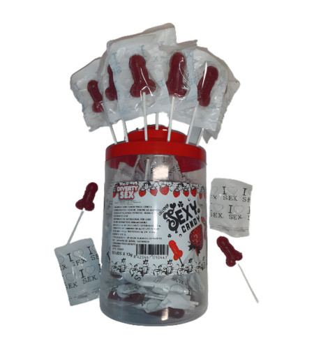 DIABLO PICANTE - 50 SUCETTES PÉNIS AUX FRAISE ET AUX CERISES 50 UNITÉS