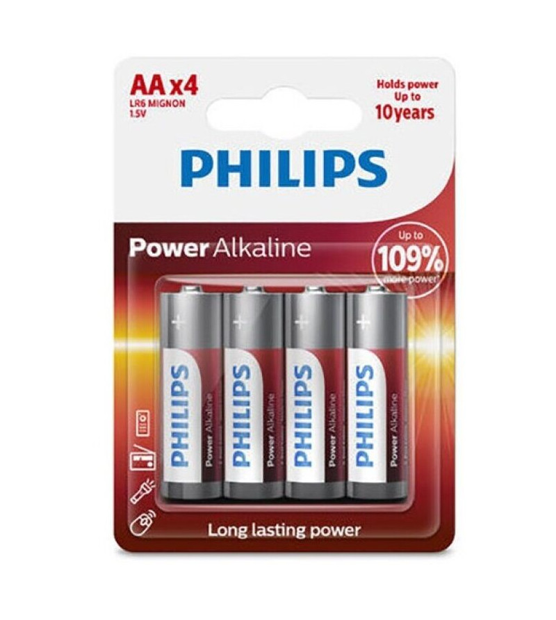 PHILIPS - PILE ALCALINE POWER AA LR6 BLISTER * 4