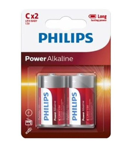 PHILIPS - PLAQUETTE PHILIPS POWER ALCALINE PILA C LR14 * 2