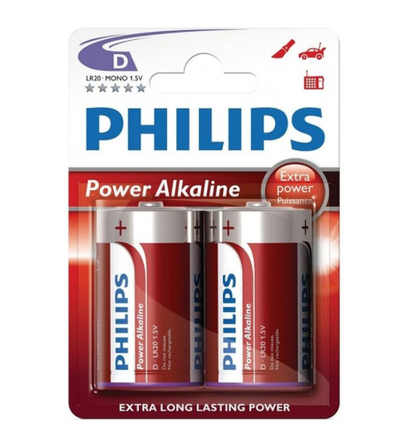 PHILIPS - BLISTER POWER ALCALINE PILA D LR20 * 2