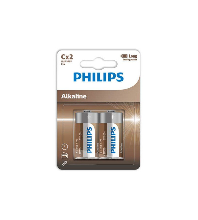 PHILIPS - PILES ALCALINES C LR14 BLISTER*2