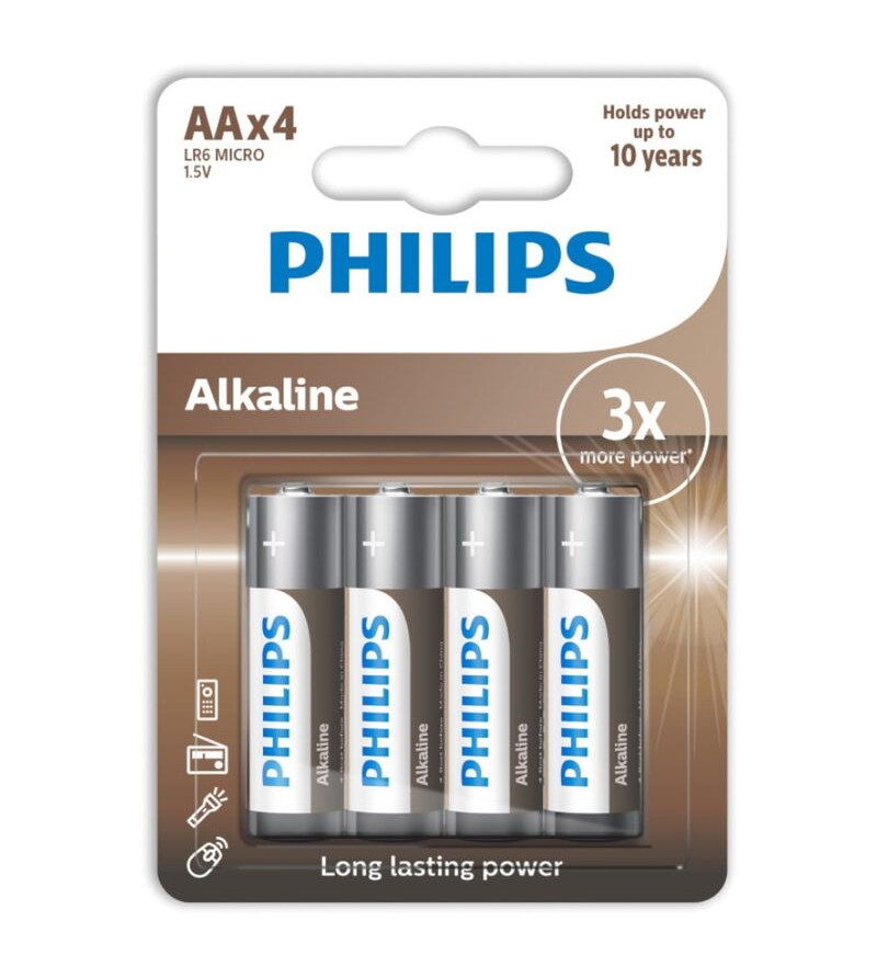 PHILIPS - PILES ALCALINES AA LR6 PACK 4