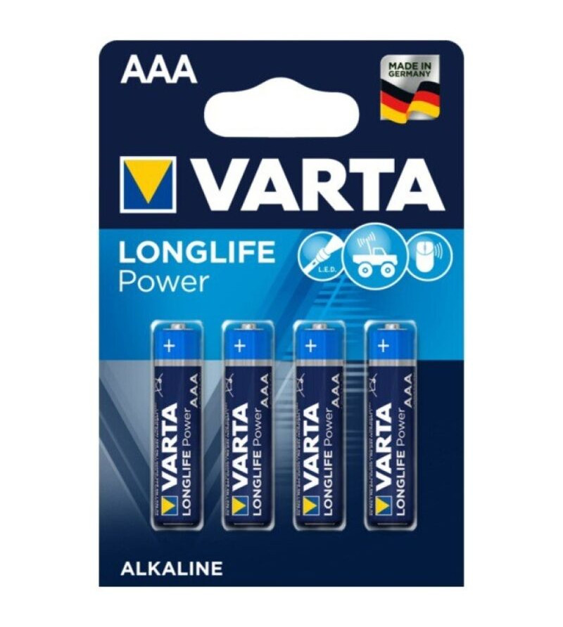 VARTA - PILE ALCALINE LONGLIFE POWER AAA LR03 4 UNITÉ