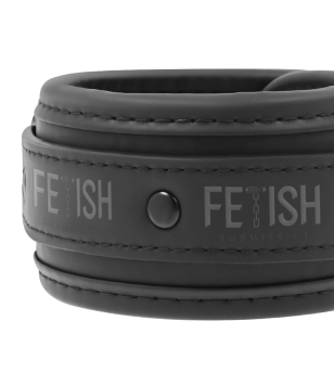 FETISH SUBMISSIVE - COLLIER ET MENOTTES EN CUIR VÉGAN AVEC DOUBLURE EN NOPRÈNE