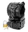 DARKNESS - MENOTTES AJUSTABLES EN CUIR NOIR AVEC CADENAS