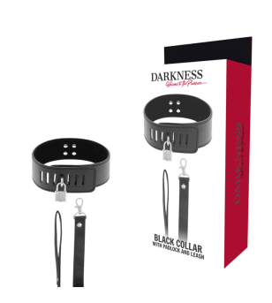 DARKNESS - COLLIER BDSM AVEC SERRURE NOIRE