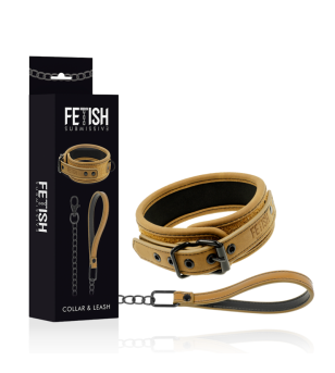 FETISH SUBMISSIVE ORIGEN - COLLIER DOUBLÉ EN NÉOPRÈNE AVEC CHAÎNE