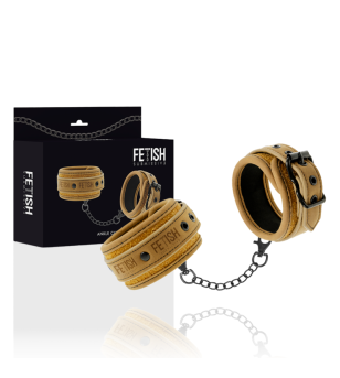 FETISH SUBMISSIVE ORIGEN - MENOTTES DE CHEVILLE EN CUIR VÉGÉTALIEN AVEC DOUBLURE EN NÉOPRÈNE