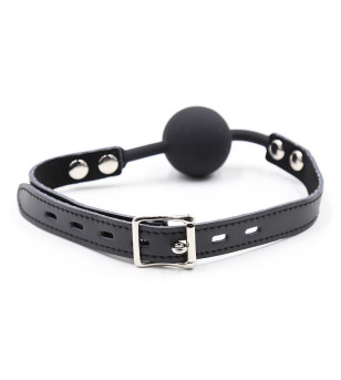 OHMAMA FETISH - BÂILLON BALLE EN SILICONE AVEC CEINTURE EN CUIR (CADENAS INCLUS)