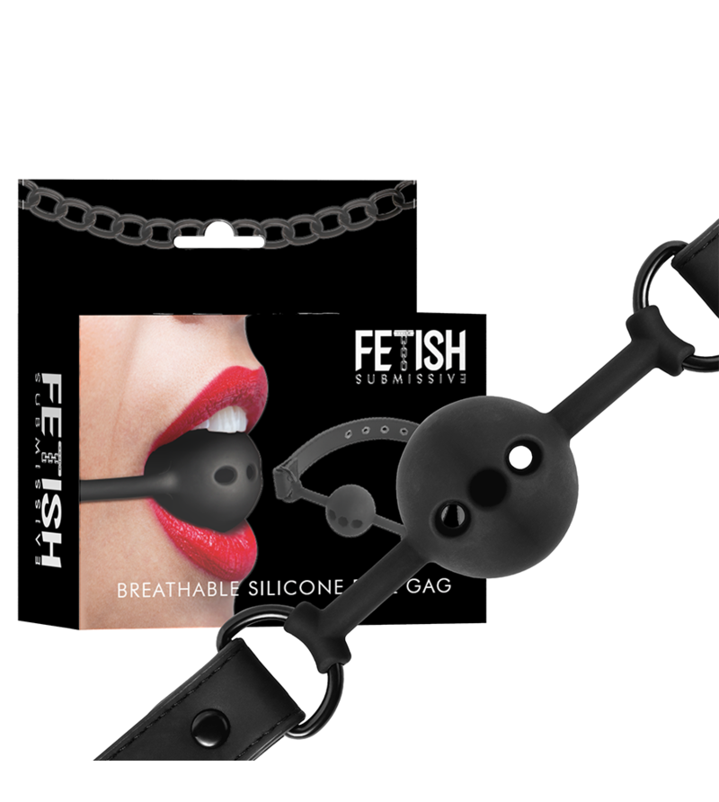 FETISH SUBMISSIVE BONDAGE - BÂILLON À BOULE EN SILICONE RESPIRANT