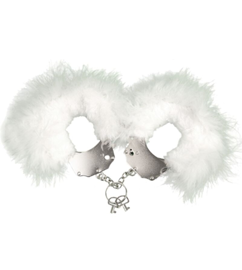 ADRIEN LASTIC - MENOTTES EN MÉTAL À PLUMES BLANCHES