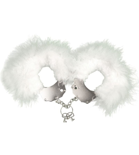 ADRIEN LASTIC - MENOTTES EN MÉTAL À PLUMES BLANCHES