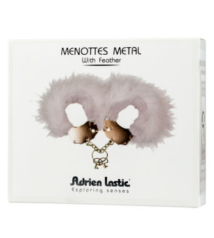 ADRIEN LASTIC - MENOTTES EN MÉTAL À PLUMES BLANCHES