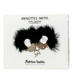 ADRIEN LASTIC - MENOTTES EN MÉTAL À PLUMES NOIRES