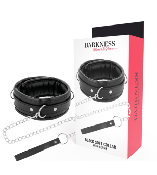 DARKNESS - COLLIER EN CUIR SOUPLE AVEC CHAÎNE