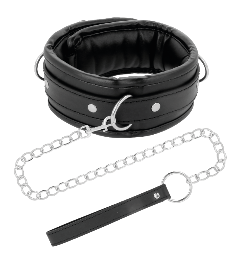 DARKNESS - COLLIER EN CUIR SOUPLE AVEC CHAÎNE