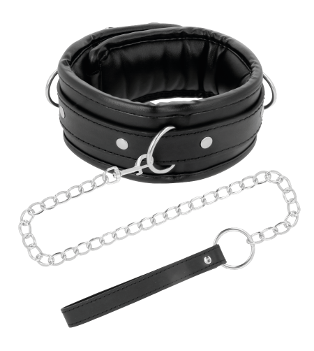 DARKNESS - COLLIER EN CUIR SOUPLE AVEC CHAÎNE