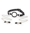 OHMAMA FETISH - RING GAG AVEC CHAÎNES ET PINCES À TÉLÉNOLS
