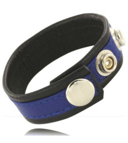 LEATHER BODY - SANGLE EN CUIR RÉGLABLE POUR PÉNIS BLEU-NOIR