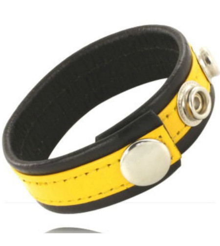 LEATHER BODY - SANGLE EN CUIR RÉGLABLE PÉNIS JAUNE-NOIR