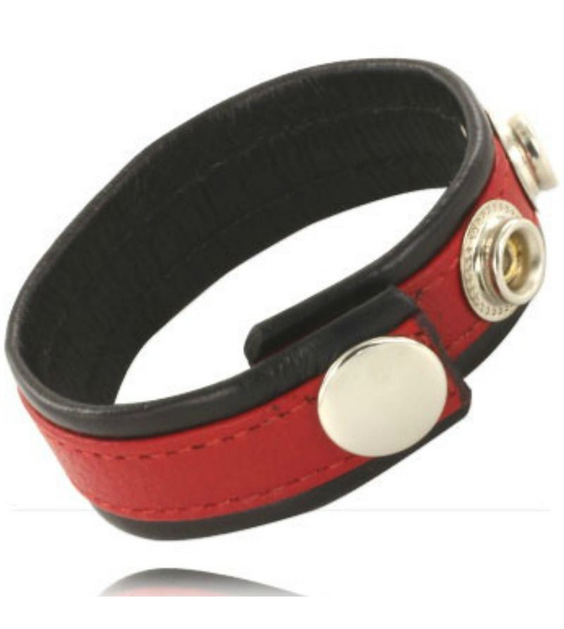 LEATHER BODY - SANGLE EN CUIR RÉGLABLE POUR PÉNIS ROUGE-NOIR