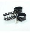 OHMAMA FETISH - CAGE  PÉNIS AVEC ANNEAUX MÉTALLIQUES ET SANGLE EN CUIR