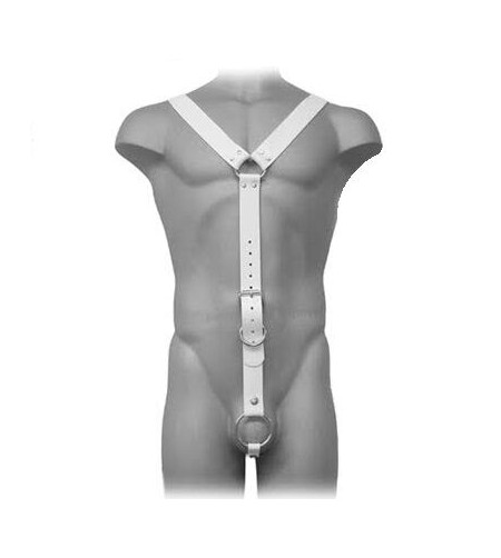 LEATHER BODY - HARNAIS DE HOMME BLANC