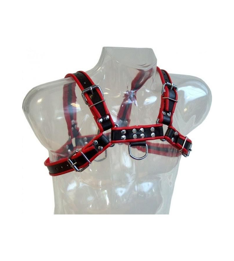 LEATHER BODY - HARNAIS CHAÎNE III NOIR / ROUGE